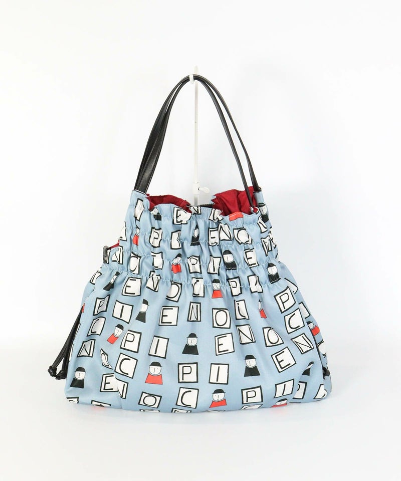 スカーフ柄風トートバッグ(ブルー)前