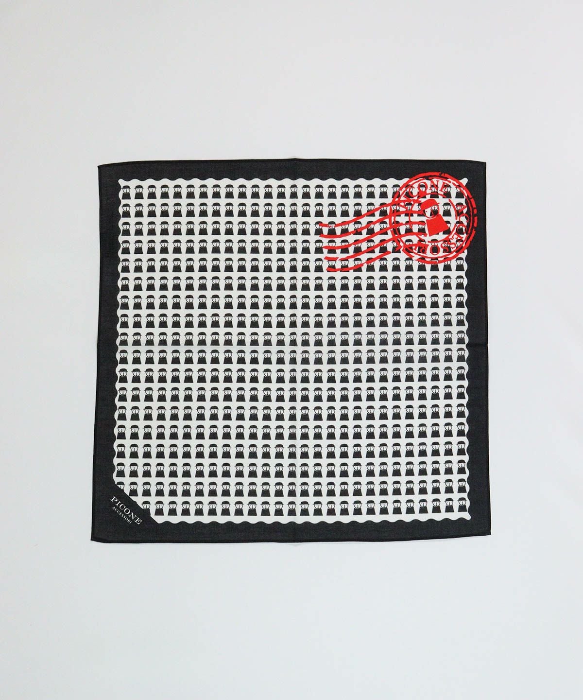 コットン100％総柄バンダナ(ブラック)