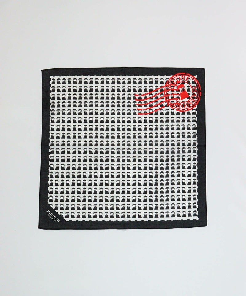 コットン100％総柄バンダナ(ブラック)