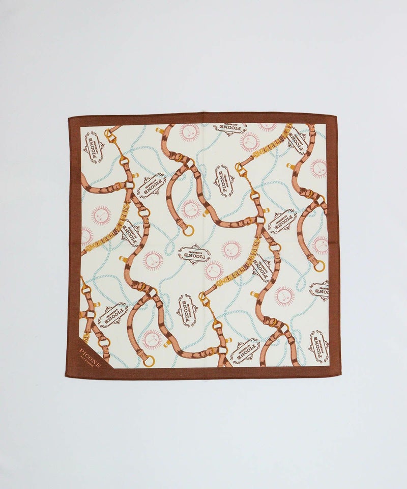 コットン100％総柄バンダナ(ブラウン)