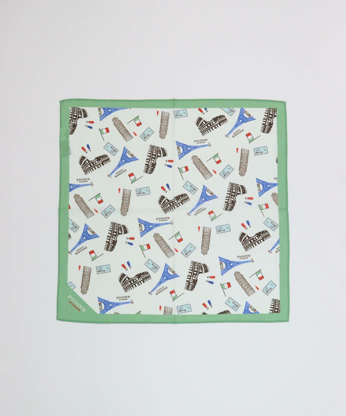 コットン100％総柄バンダナ(ライトグリーン)