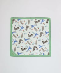 コットン100％総柄バンダナ(ライトグリーン)