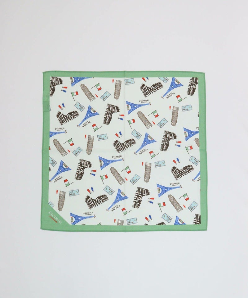 コットン100％総柄バンダナ(ライトグリーン)