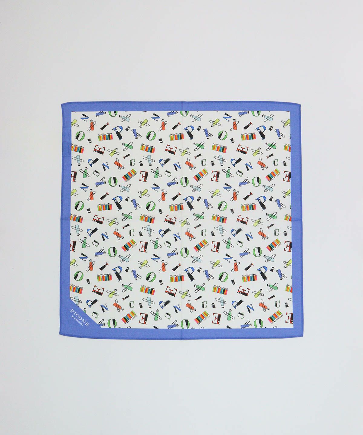 コットン100％総柄バンダナ(ブルー)