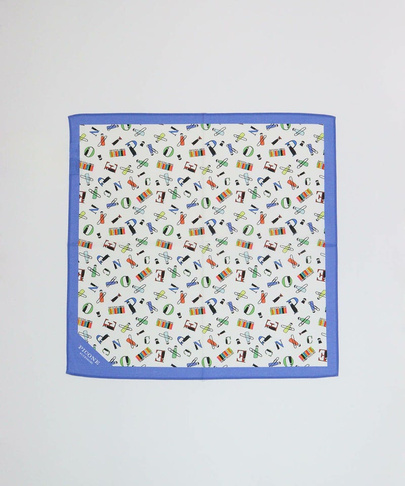 コットン100％総柄バンダナ(ブルー)