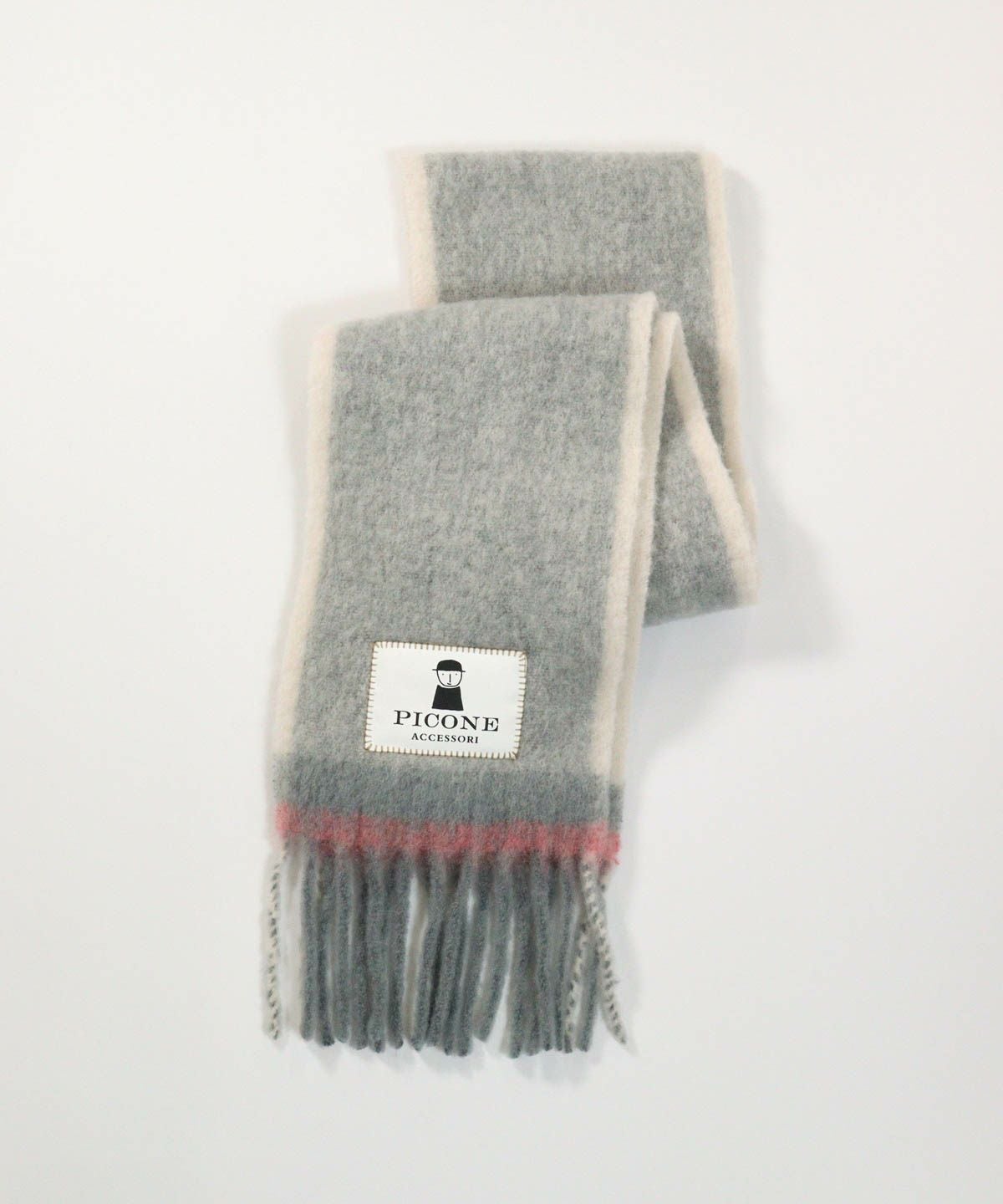 ウールアルパカ混配色マフラー(ライトグレー)
