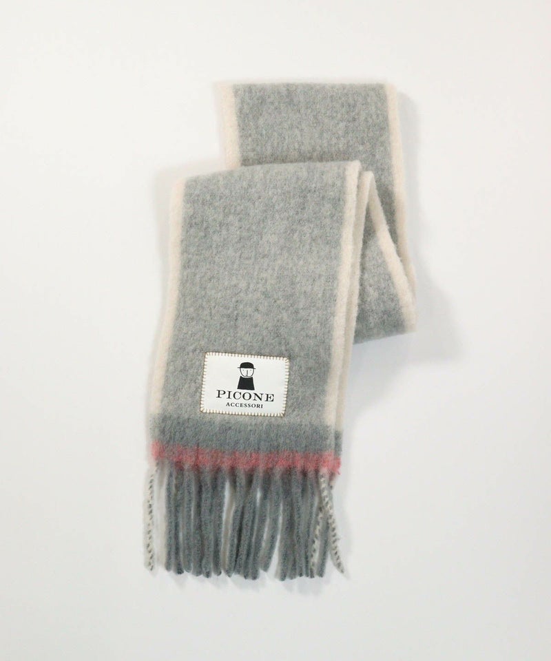 ウールアルパカ混配色マフラー(ライトグレー)