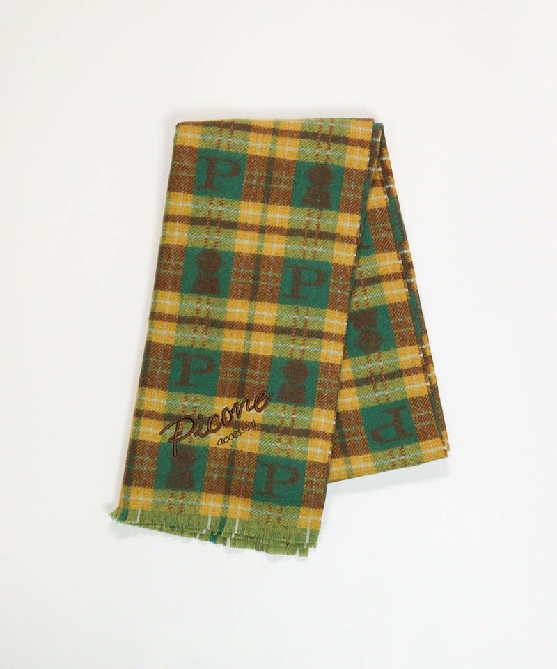 ウール100％タータンチェック柄ストール(イエロー)