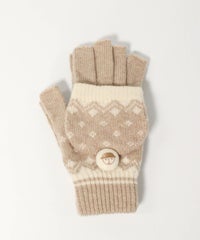 毛混フード付き手袋（ベージュ）