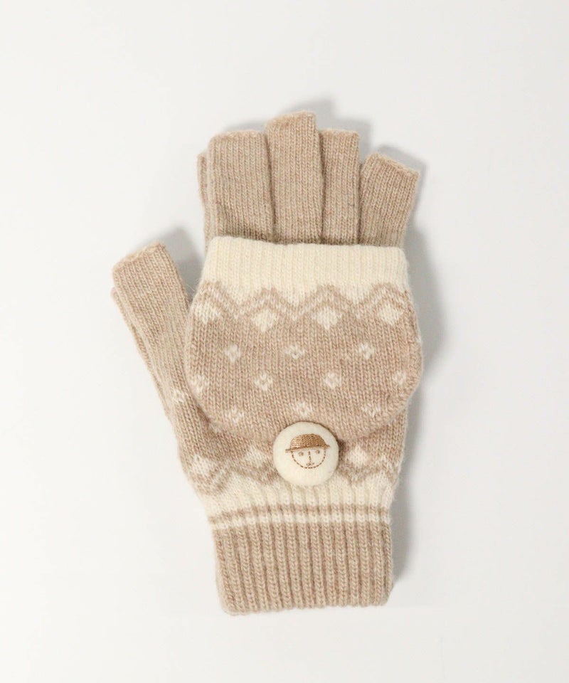 毛混フード付き手袋（ベージュ）