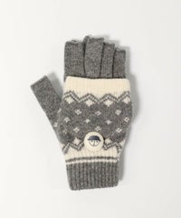 毛混フード付き手袋（ライトグレー）