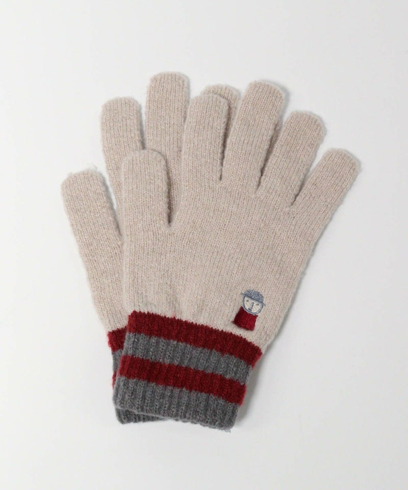刺繍ニット手袋（ベージュ）