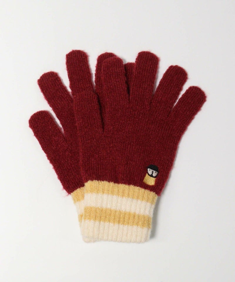刺繍ニット手袋（レッド）