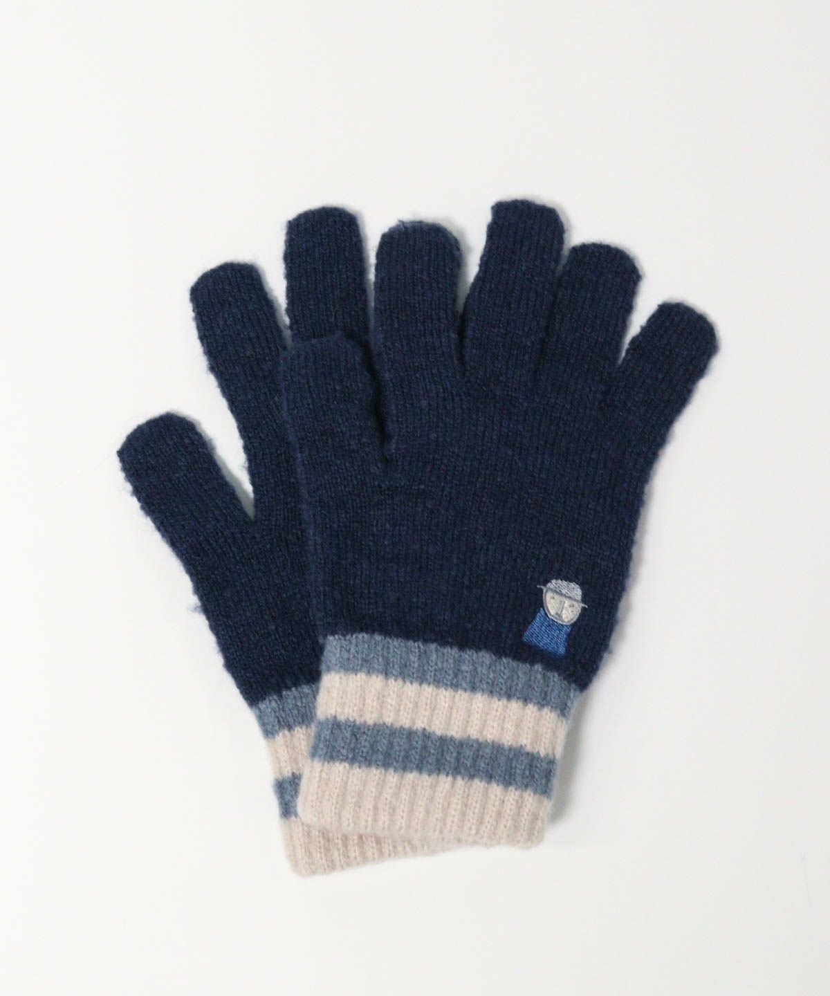 刺繍ニット手袋（ネイビー）