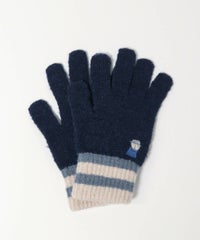 刺繍ニット手袋（ネイビー）