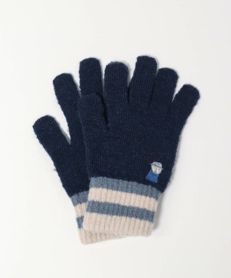 刺繍ニット手袋（ネイビー）