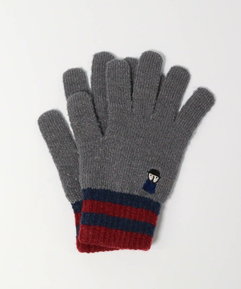 刺繍ニット手袋（ライトグレー）