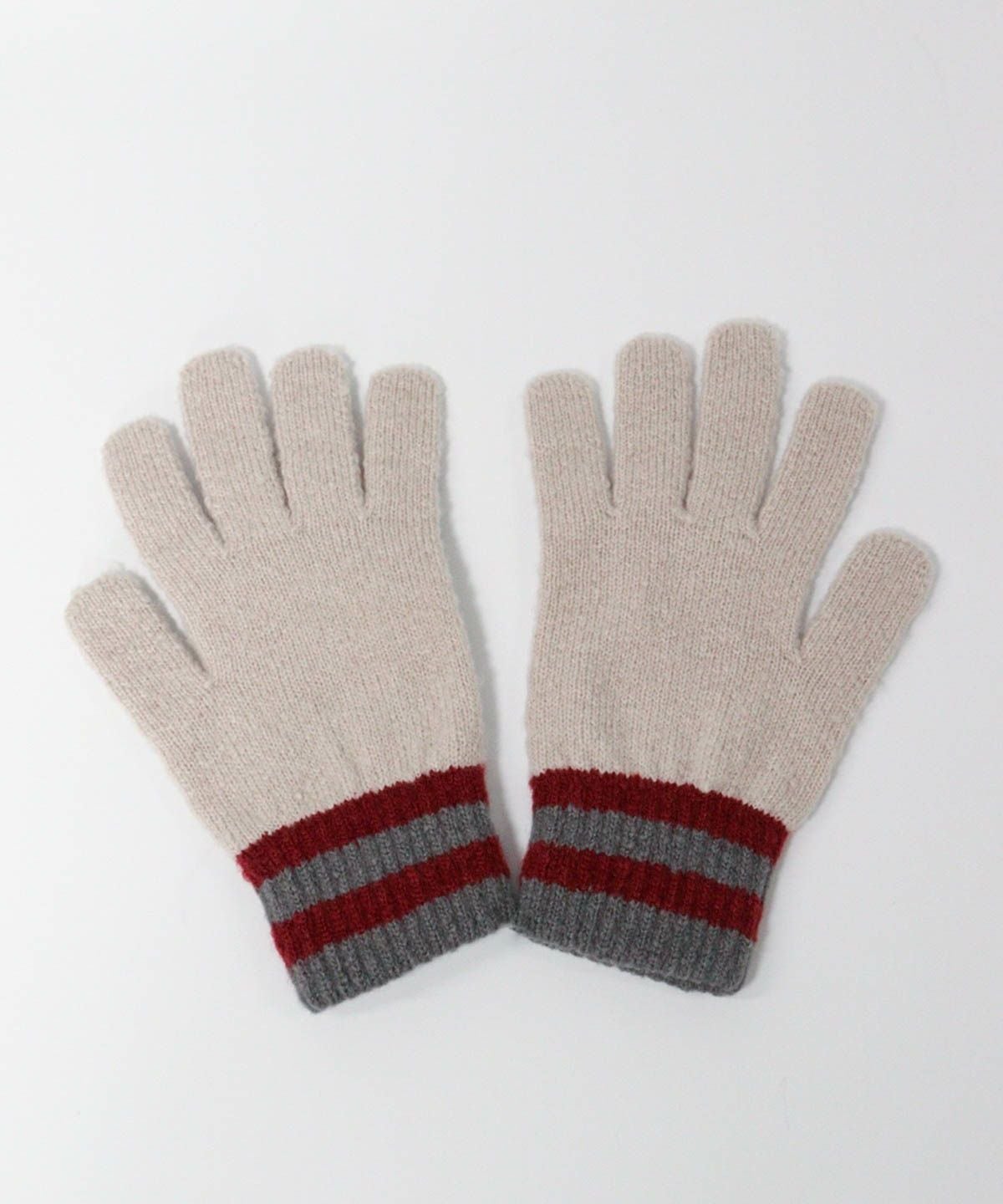 刺繍ニット手袋（ベージュ）