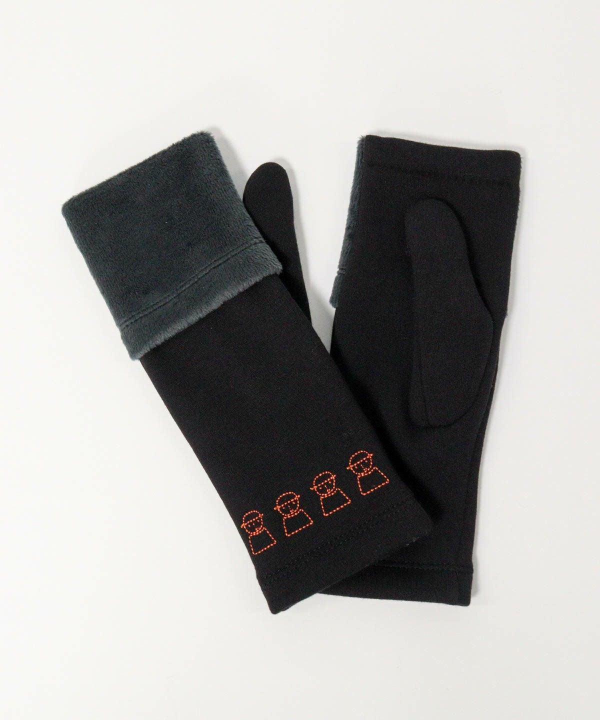 裏起毛フード付き手袋（ブラック）