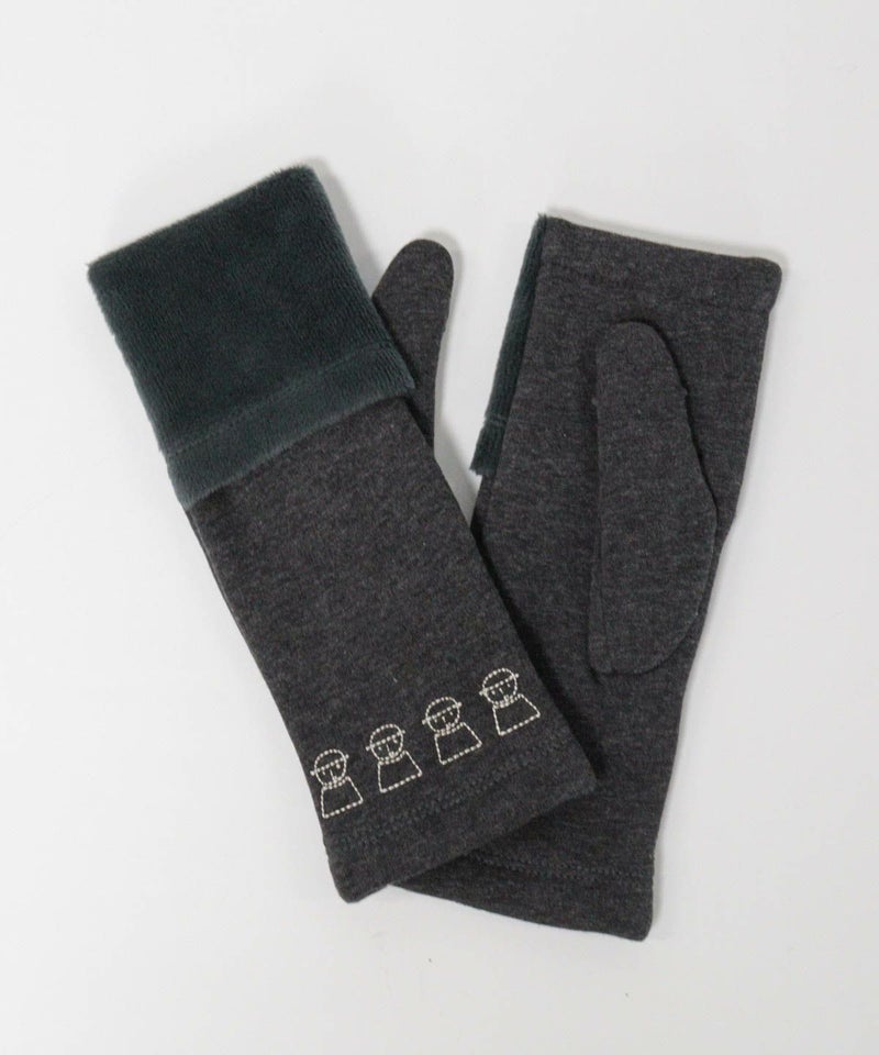 裏起毛フード付き手袋（グレー）