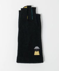毛混カラー指手袋（ブラック）
