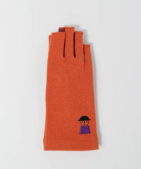 毛混カラー指手袋（オレンジ）