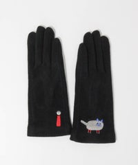 ネコ刺繍手袋（ブラック）