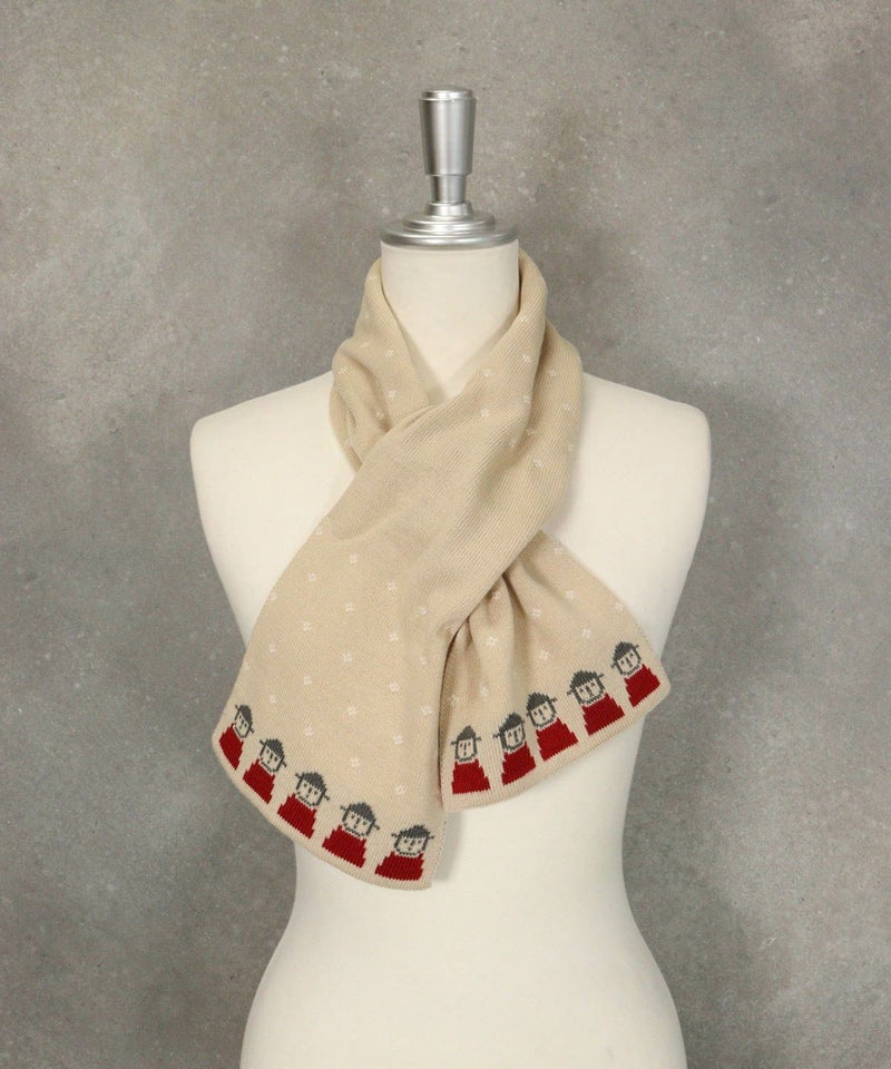 ウール混リバーシブルマフラー（ベージュ）