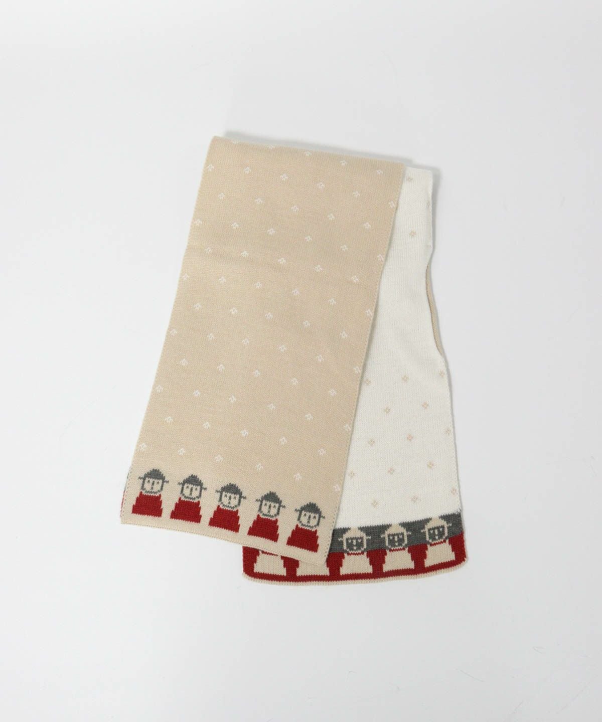 ウール混リバーシブルマフラー（ベージュ）