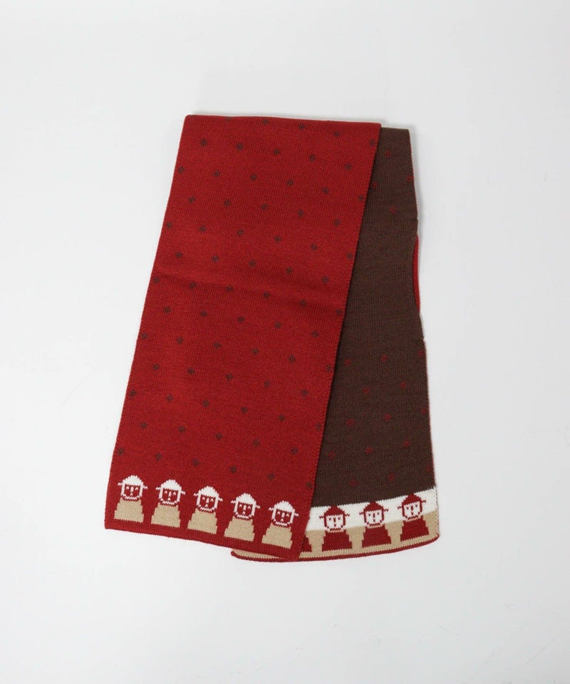 ウール混リバーシブルマフラー（レッド）