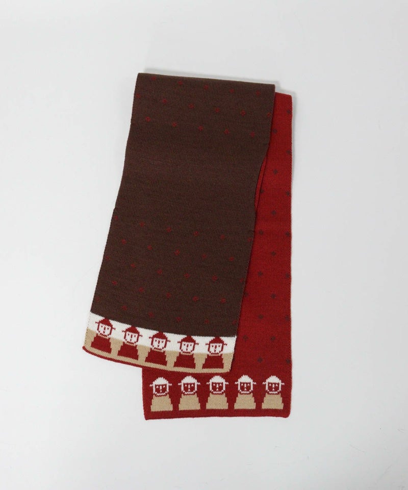 ウール混リバーシブルマフラー裏（レッド）