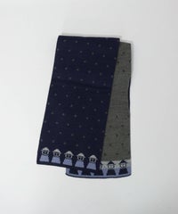 ウール混リバーシブルマフラー（ネイビー）