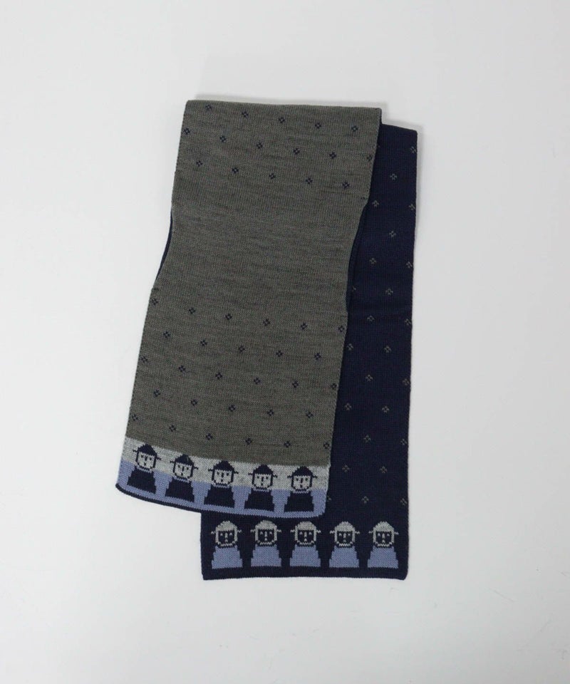 ウール混リバーシブルマフラー裏（ネイビー）