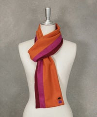 毛混カラーラインマフラー（オレンジ）