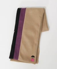 毛混カラーラインマフラー（キャメル）