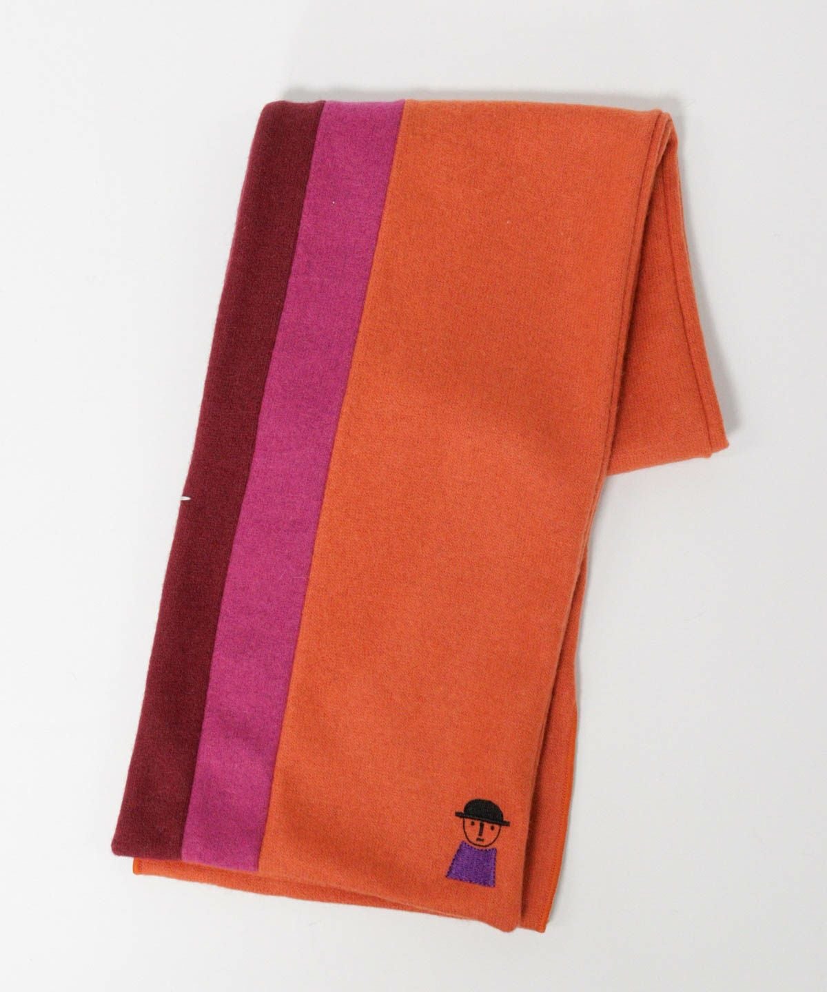 毛混カラーラインマフラー（オレンジ）