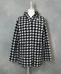 千鳥柄フード付ニットコート（ブラック）