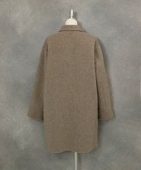 ウール混ミドル丈リバーコート後（ブラウン）