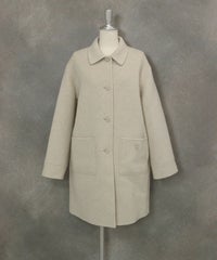 ウール混ミドル丈リバーコート（ホワイト）