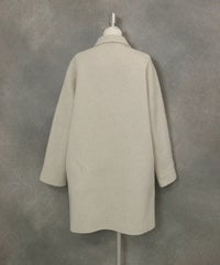 ウール混ミドル丈リバーコート後（ホワイト）