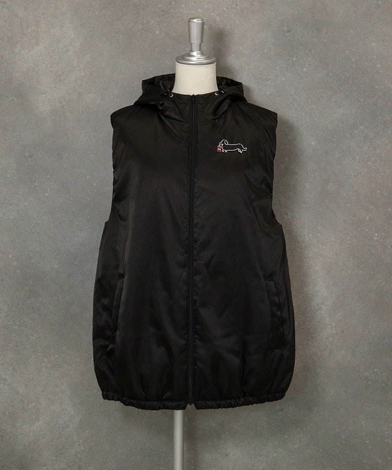 フード付き撥水中綿ベスト（ブラック）