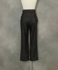 バック刺繍デニム風裏起毛パンツ(ブラック)後ろ