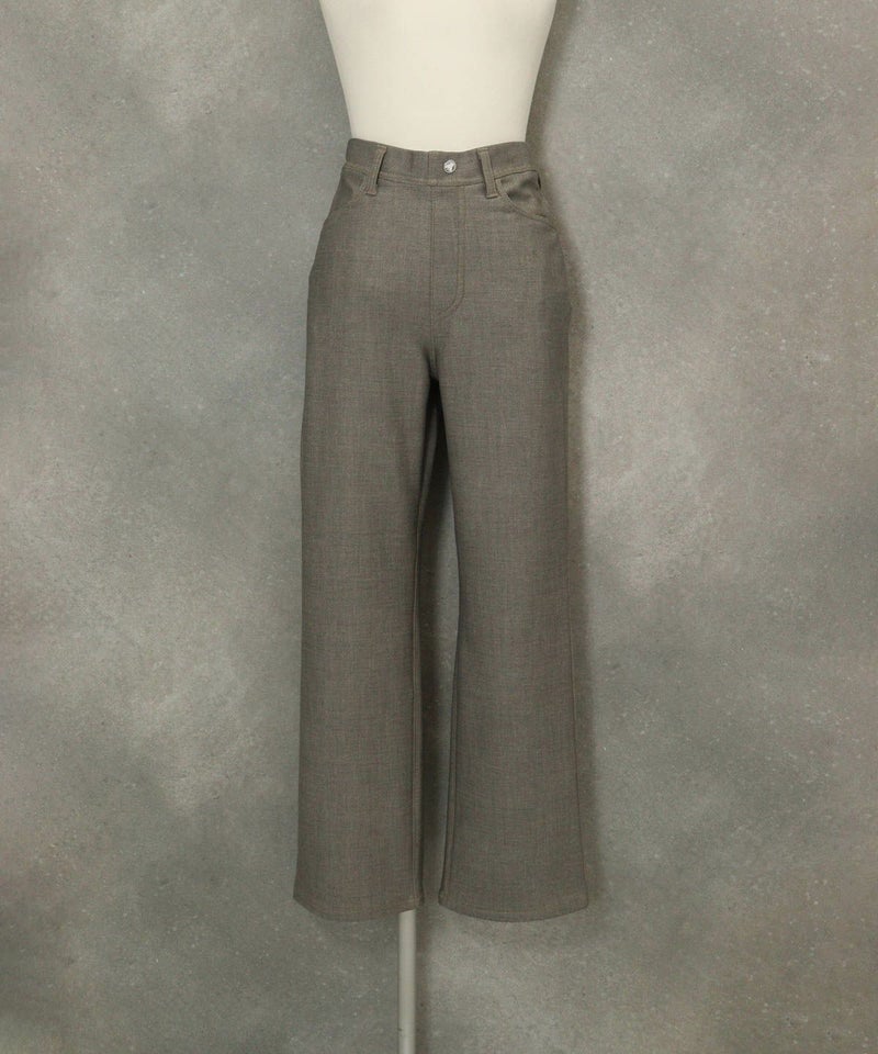 バック刺繍デニム風裏起毛パンツ(グレー)前