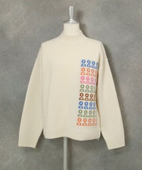 ウール100％カラフルピコニット（ホワイト）