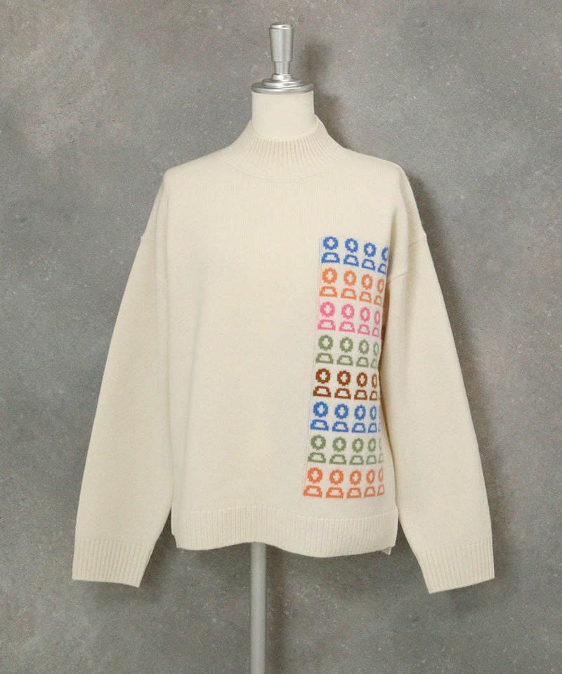 ウール100％カラフルピコニット（ホワイト）