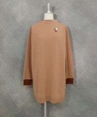 ウール100％ニットチュニック（キャメル）