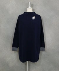 ウール100％ニットチュニック（ネイビー）