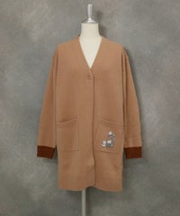 ウール100％チュニック丈カーディガン（キャメル）