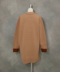 ウール100％チュニック丈カーディガン後（キャメル）