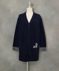 ウール100％チュニック丈カーディガン（ネイビー）